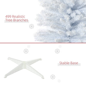 English Elm Homcom 7' Snow Flocked Pencil Christmas Tree - Slim, Realistic Indoor Holiday Decor For Small Spaces W2225P217080