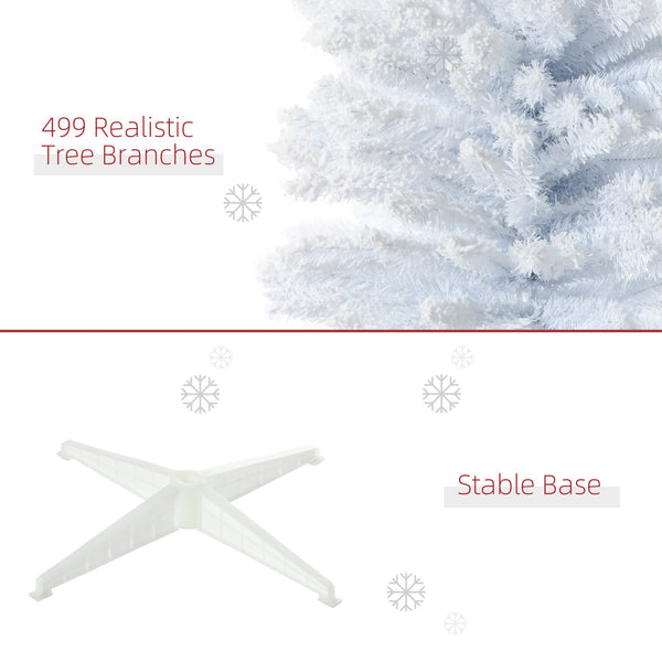 English Elm Homcom 7' Snow Flocked Pencil Christmas Tree - Slim, Realistic Indoor Holiday Decor For Small Spaces W2225P217080