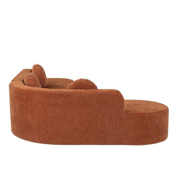 English Elm 122'' Curved L-shaped Sectional Sofa Chenille Upholstery Pocket Spring Living Room Seating Orange N760S0000049G