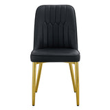 English Elm 4 Modern Dining Chairs, Sleek Pu Leather Backrest, and Gold Metal Legs Bring A Comfortable Home Experience To The Kitchen, Bedroom, and Office.