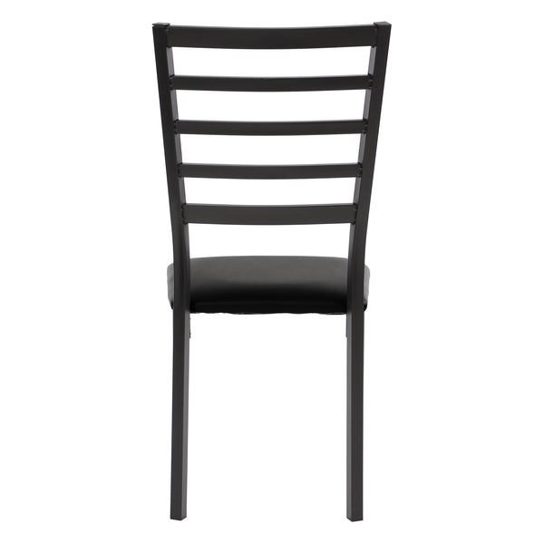 English Elm Black Flannery Side Chairs Set of 4 - Ladder-Back Metal Frame, Black Faux Leather Seats, Compact Dining Chairs B011P262350