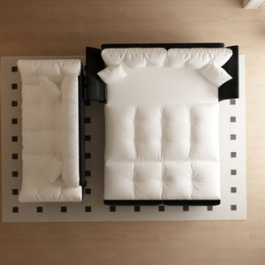 English Elm 74.8" Queen Pull Out Sofa Bed - 3-In-1 Convertible Velvet Loveseat With Pillows For Cozy Spaces W1885S00127