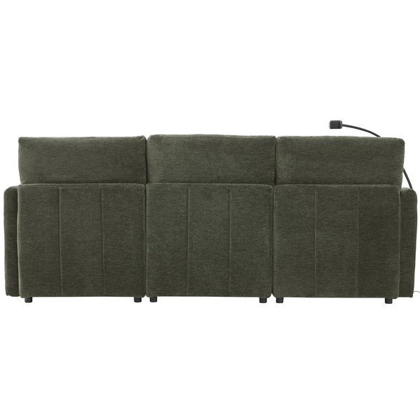 English Elm Modern Modular Sectional Sofa With Usb Ports, Movable Ottoman, And Pillows – Perfect For Living Rooms! N719S002050F