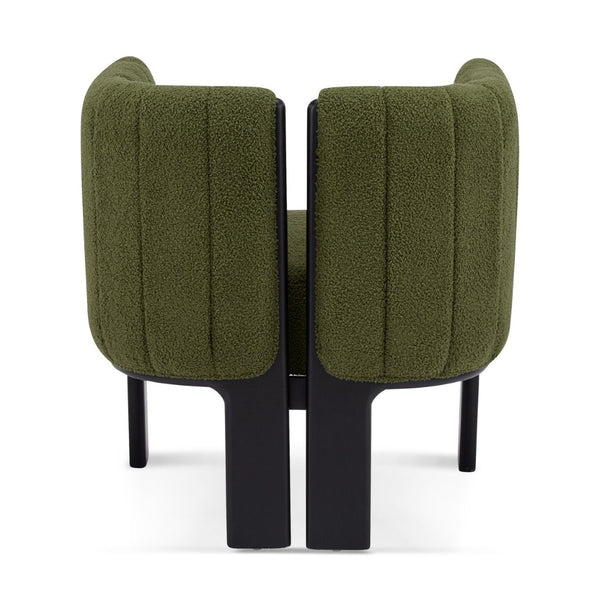 English Elm Dining Chair Set of 4 Olive Boucle Upholstered with Matte Black Rubberwood Legs N779P341494G-2
