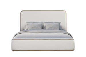 English Elm King Upholstered Bed In Toffee & White Sand - Elegant Design, Plush Comfort For Modern Bedrooms B2699S00081