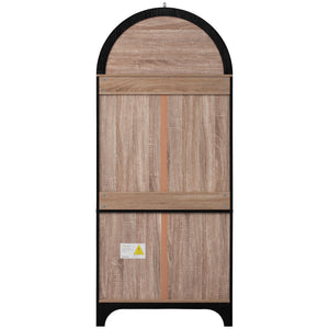 English Elm K&K Arched 71" Kitchen Pantry Cabinet with Glass Doors, Brass Handles, Adjustable Shelves & Drawer Black N707P288969B