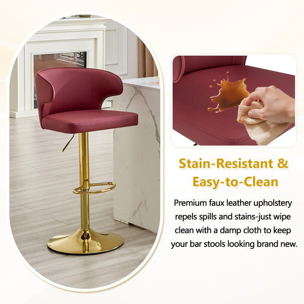 English Elm Modern Pu Leather Swivel Barstools with Adjustable Height and Chrome Base Set of 4 W2920S00134