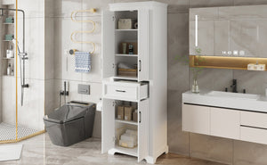 English Elm 70.8" Freestanding Bathroom Vanity with Soft-Close Doors, Adjustable Shelves, Anti-Tip Safety & Sleek Handles N729P335558K