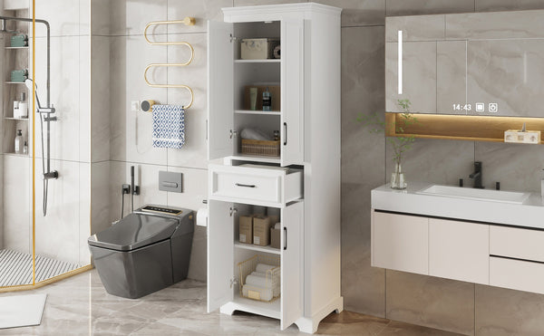 English Elm 70.8" Freestanding Bathroom Vanity with Soft-Close Doors, Adjustable Shelves, Anti-Tip Safety & Sleek Handles N729P335558K