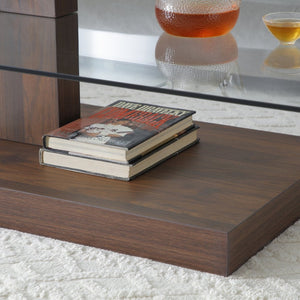 English Elm Glass Three Tier Z Shape Coffee Table Tempered Clear Modern Living Room Display Walnut W1117P276608