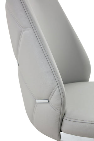 English Elm Dining Chairs Set Of 2 - Light Gray Faux Leather With Gold Mesh, Chrome Accents & Comfort Design W3493P359742