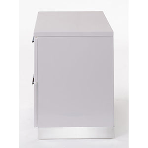 English Elm White White and Chrome 2-Drawer Nightstand with High Gloss Finish, Aluminum Handle, Smooth Glides B062P189237