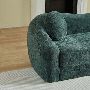 English Elm 86-inch Curved Chenille Convertible Sofa Recliner Frameless Folding Two-seater for Living Room Green W3505P452833