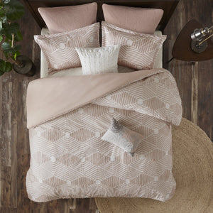 English Elm Cotton Ellipse Jacquard Comforter Set Full/Queen — Textured Geometric Design, OEKO-TEX Certified, Machine Washable Blush 13.78 L x 19.09 W x 13.78 H B035128790