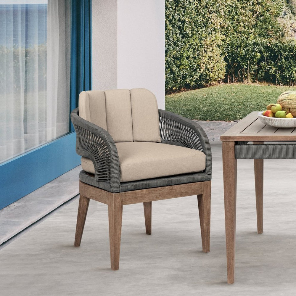 English Elm Orbit Outdoor Eucalyptus Hardwood Dining Chair with Woven Rope and Olefin Cushions B2736P464824