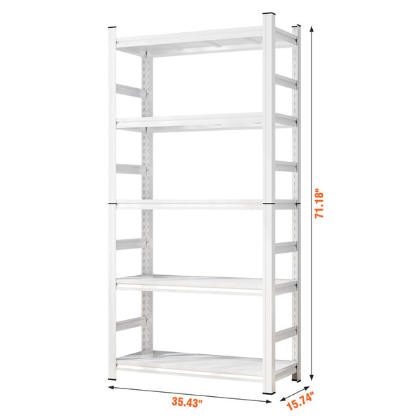 English Elm 71" Five-tier Heavy Duty Shelving Unit 2000lb Bolt-free Garage Storage White W1831P419876