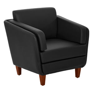 OSP Home Furnishings Club Chair Faux Leather Accent Seat with Cherry Wood Legs for Office or Lounge Spaces SL59401-U65