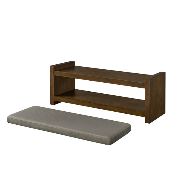 English Elm 47" Accent Bench with Lower Shelf Shoe Rack, Removable Padded Cushion, Modern Entryway Seating with Storage and Raised Sides for Stability Granite W2186P292147
