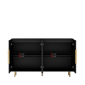 English Elm Black Fluted Buffet Cabinet Modern Sideboard with Adjustable Shelves, Large Storage Credenza for Living Room Decor W1321P171785