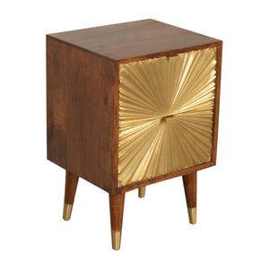 English Elm Solid Mango Wood Nightstand with Brass Pulls Two Drawers Chestnut Nordic Bedroom B182P233805