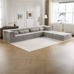 English Elm Compression Modular Floor Sofa Bed - Cozy, No Assembly Needed, Pet-Friendly, Light Grey - Versatile Comfort! W3723S00040