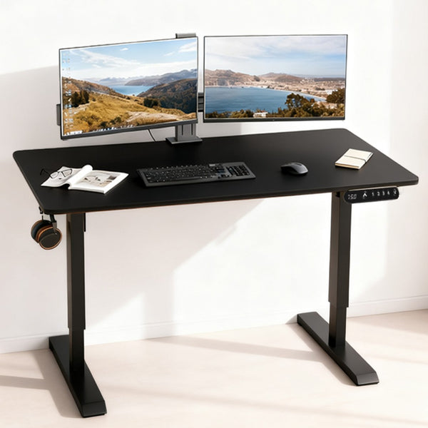 English Elm 55"×24" Electric Sit Stand Desk Steel Frame with Memory Presets and Usb-c Charging Port Black W614P376322