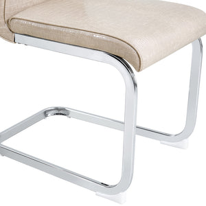 English Elm Luxury Pu Upholstered Dining Chair Set of 4 with Channel Stitching and Metal Legs Beige W1512P491853