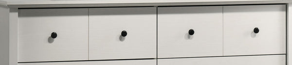 English Elm Elettra Wide Six Drawer Dresser White Laminate Finish with Black Metal Hardware B2749P413338