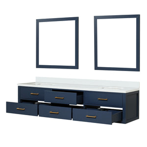 English Elm Blue Double Bath Vanity Set With Cultured Marble Top & 36" Mirrors - Stylish, Durable & Functional Design B2731S01582