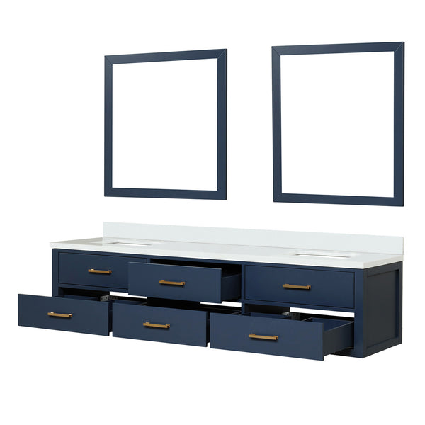 English Elm Blue Double Bath Vanity Set With Cultured Marble Top & 36" Mirrors - Stylish, Durable & Functional Design B2731S01582