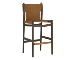Sunpan ARGUS Barstool - Mid-Century Modern Nubuck Leather with Solid Oak Frame for Stylish Comfort 112683