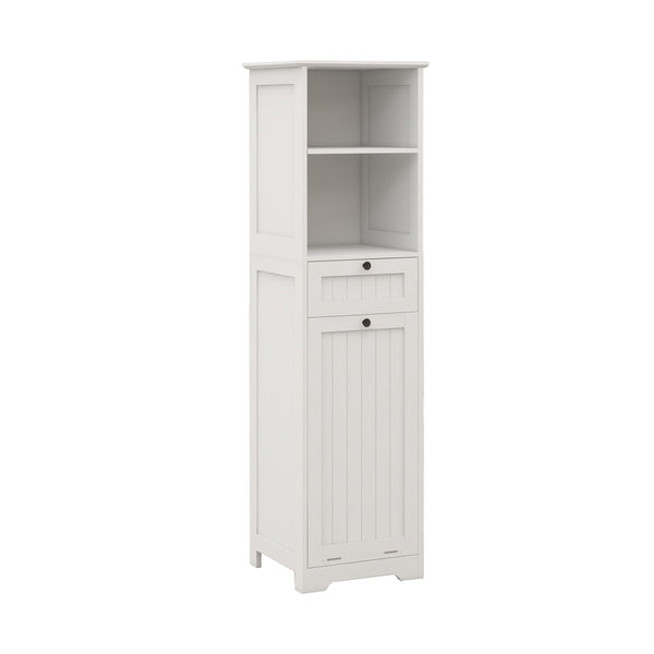 English Elm One-Compartment Tilt-Out Laundry Sorter Cabinet With Drawer - Space-Saving Design In White Finish W1120P146259