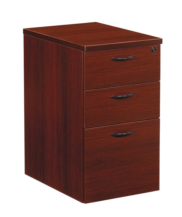 OSP Home Furnishings Napa Mobile Service Pedestal Compact Foodservice Station for Cafeterias and Break Rooms Bbf Mahogany NAP-85-MAH