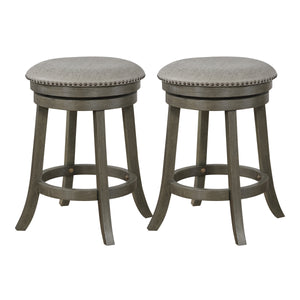 OSP Home Furnishings Round Backless Swivel Stool 2 Pack Dove / Antique Grey