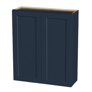 English Elm Gray Shaker Solid Wood Wall Cabinet with Soft Close Hinges and Adjustable Interior Shelving Navy Blue T2950P490381