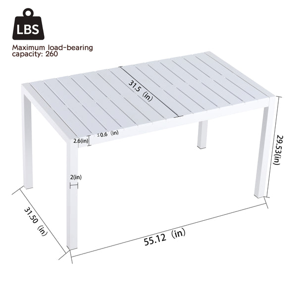 English Elm 2-Pack Modern Lounge Chairs with 55" Long Weatherproof Table — UV-Resistant, Ergonomic, Easy Assembly Pale Green,White W3450S00007
