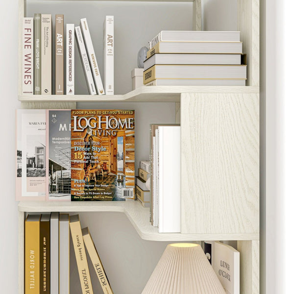 English Elm 90cm L-shaped Corner Bookshelf Five Tier Open Storage for Office Bedroom Living Room W2899P444148