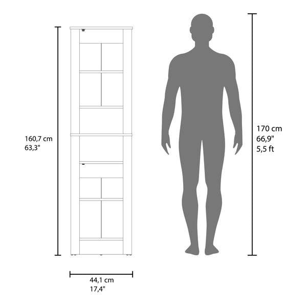 English Elm Vanessa Tall Bathroom Cabinet with Melamine Finish, Black Freestanding Organizer for Tight Spaces B200P374502