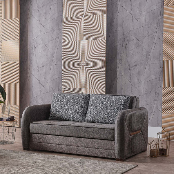 English Elm PrimeNest Flyte Collection Upholstered Convertible Loveseat with Storage, Sleeper Sofa for Small Spaces Gray B030P281820