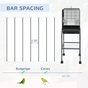 English Elm Metal Powder-coated Steel Bird Aviary Flight Cage with Rolling Stand and Swing T3971P383981
