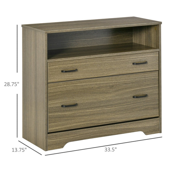 English Elm Vinsetto Charcoal Grey Lateral Filing Cabinet with Open Shelf and Letter Drawer W2225P217753