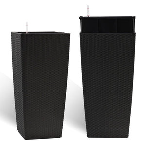 English Elm 30 Inch Tall Faux Rattan Planter Self Watering Outdoor Indoor Patio Garden Pot Black W3213P325511