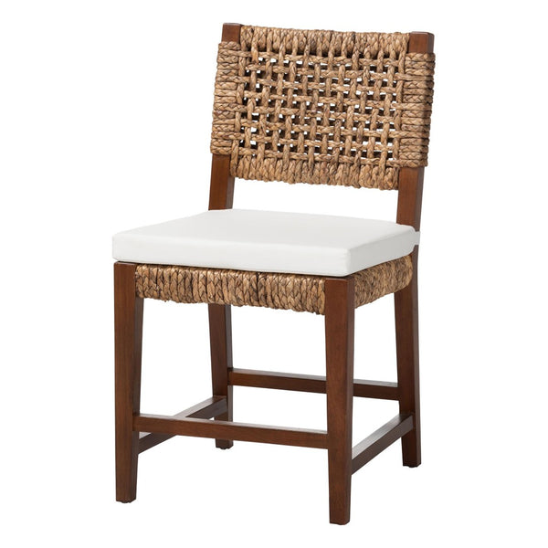 English Elm Modern Handcrafted Seagrass Woven Mahogany Counter Stool for Kitchen Island B2750P467868