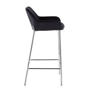 English Elm Daniella Set Of 2 Contemporary Bar Stools In Chrome And Black Velvet For Stylish Home Interiors B202S00545