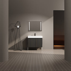English Elm 36" Freestanding Bathroom Vanity with Durable Resin Sink and Soft-Close Cabinet Doors, Modern Storage Solution for Small Baths W1972S00014
