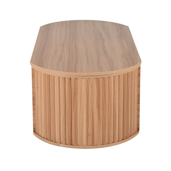 English Elm U-Can Elliptical Lift Top Coffee Table with Hidden Storage, Hydraulic Lift, Wood-Grain Modern Design Light Brown N724P308481W