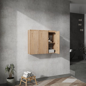English Elm 36" Bathroom Side Cabinet Wall-Mounted With 3 Soft-Close Doors, Reversible Hinges, Scratch-Resist Finish W999S00220