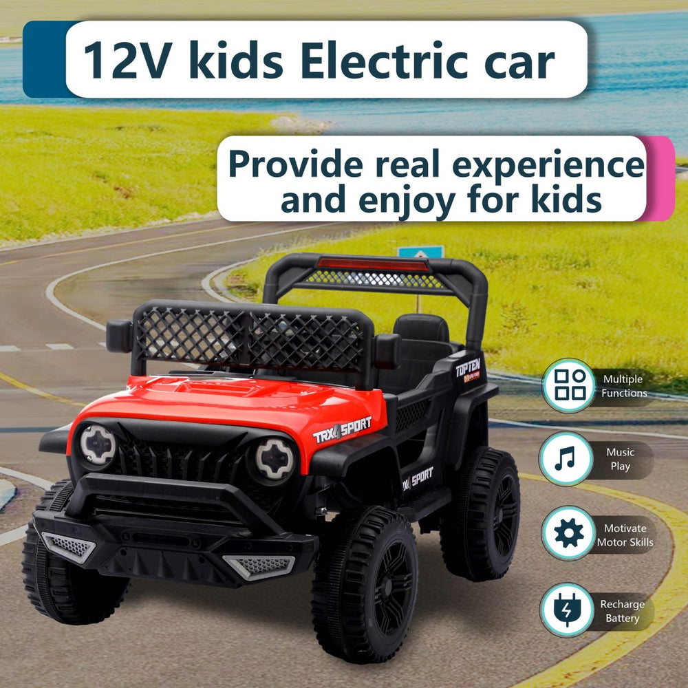 English Elm Ride on Electric Kids Car 12v Luxury Toy with Remote Control Swing and Led Lights Red W1760P358693