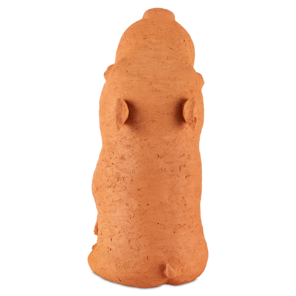 Sam the Mutt Terracotta Sculpture - Whimsical Handmade Dog Art by Thai Artist Nhut Nhathawut