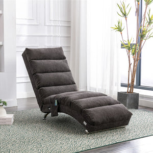 English Elm Linen Ergonomic Massage Chaise Lounge with Remote Control, 140° Recline, Heavy-Duty Frame, 5 Modes Dark Gray W39539626